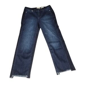 LOGO by Lori Goldstein Women's Petite Straight Leg Jeans Raw Hem Size 6P